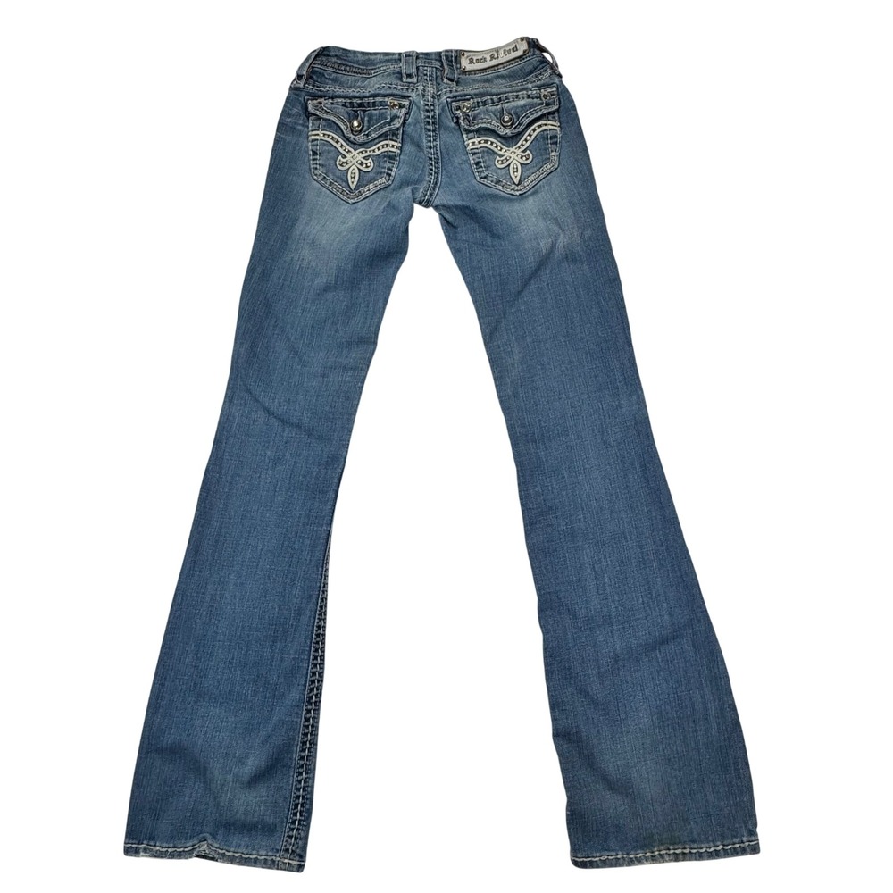 Rock Revival Jill Bootcut Jeans Womens 25 Medium Wash Embellished E8379BL